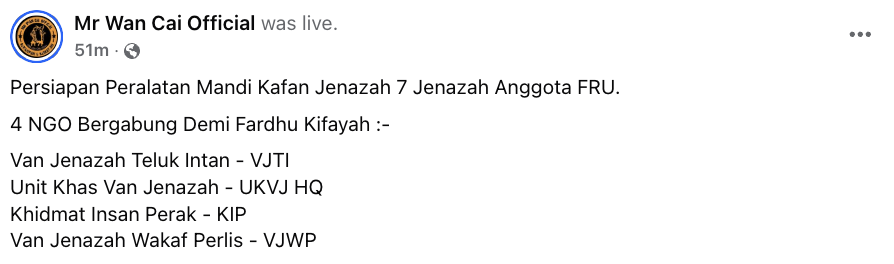 Jenazah Anggota FRU